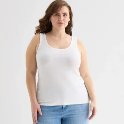 a.n.a Womens Plus U Neck Sleeveless Tank Top