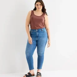 a.n.a Womens Plus U Neck Sleeveless Tank Top