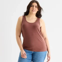 a.n.a Womens Plus U Neck Sleeveless Tank Top