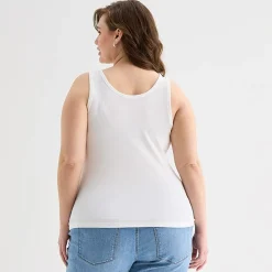 a.n.a Womens Plus U Neck Sleeveless Tank Top