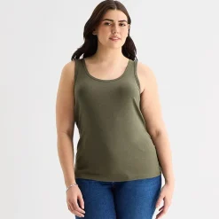 a.n.a Womens Plus U Neck Sleeveless Tank Top