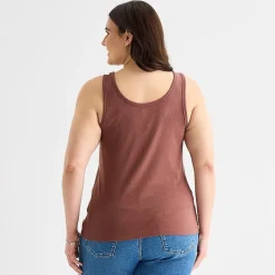 a.n.a Womens Plus U Neck Sleeveless Tank Top