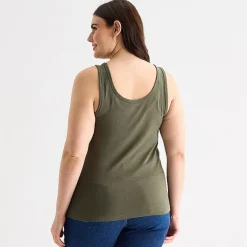 a.n.a Womens Plus U Neck Sleeveless Tank Top