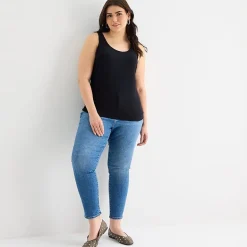a.n.a Womens Plus U Neck Sleeveless Tank Top