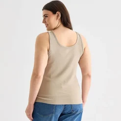 a.n.a Womens Plus U Neck Sleeveless Tank Top