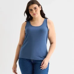 a.n.a Womens Plus U Neck Sleeveless Tank Top