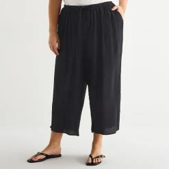 a.n.a Womens Plus Wide Leg Cropped Pant