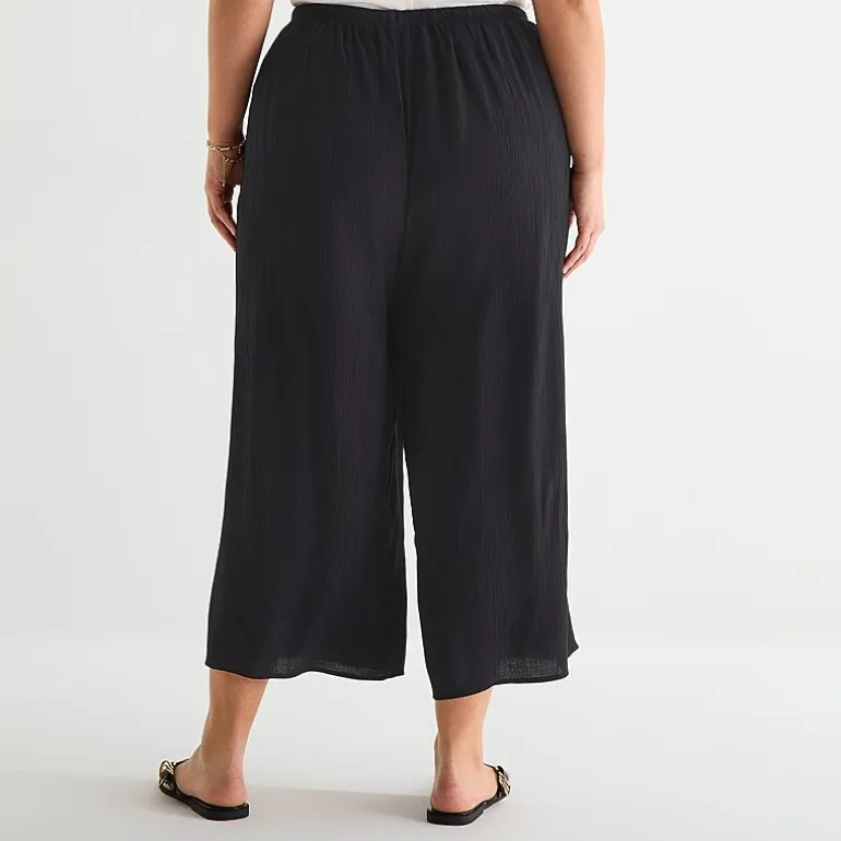 a.n.a Womens Plus Wide Leg Cropped Pant