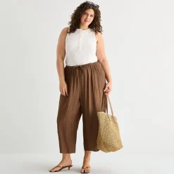 a.n.a Womens Plus Wide Leg Cropped Pant