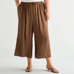 a.n.a Womens Plus Wide Leg Cropped Pant