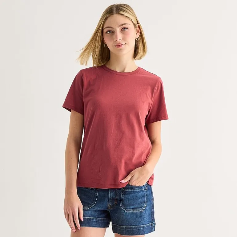 a.n.a Womens Round Neck Short Sleeve T-Shirt