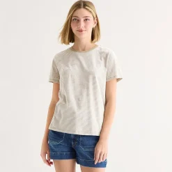 a.n.a Womens Round Neck Short Sleeve T-Shirt