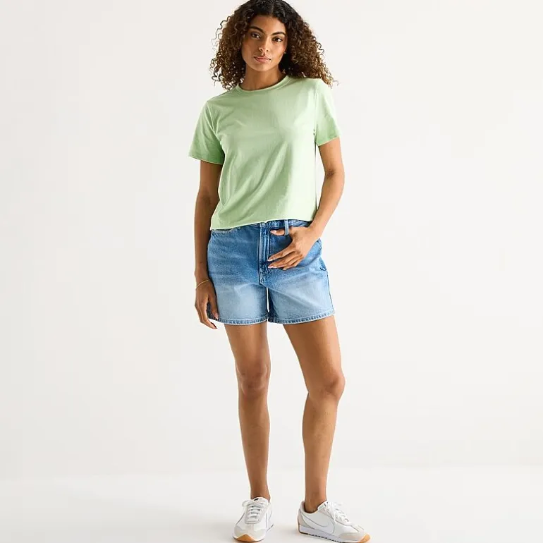 a.n.a Womens Round Neck Short Sleeve T-Shirt
