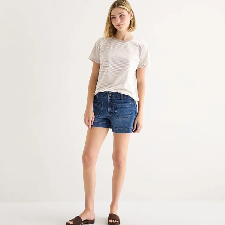 a.n.a Womens Round Neck Short Sleeve T-Shirt