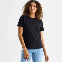 a.n.a Womens Round Neck Short Sleeve T-Shirt