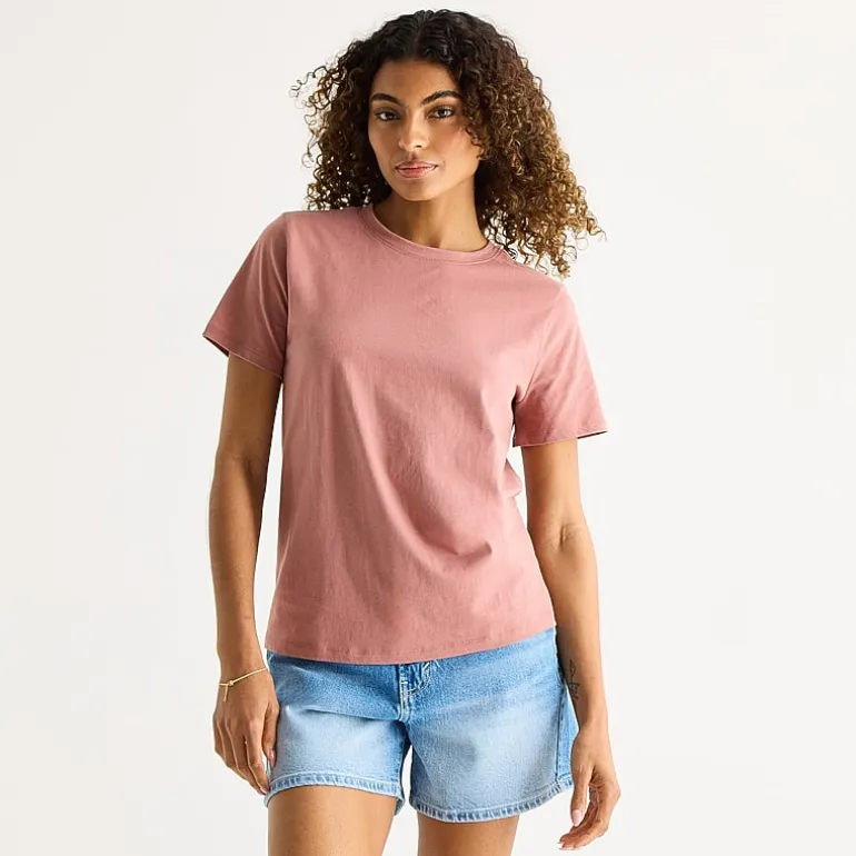 a.n.a Womens Round Neck Short Sleeve T-Shirt