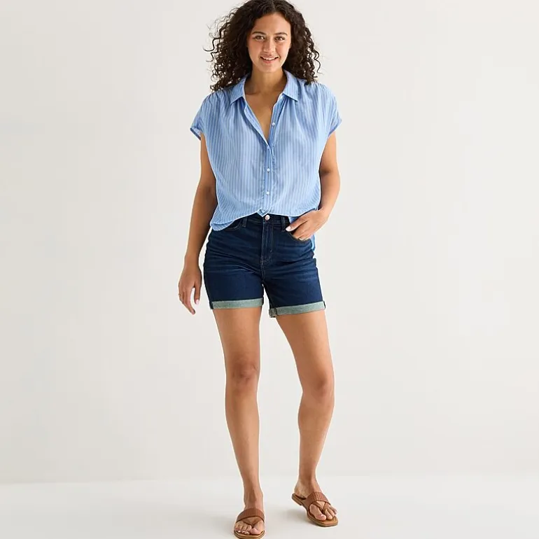 a.n.a Womens Short Sleeve Blouse