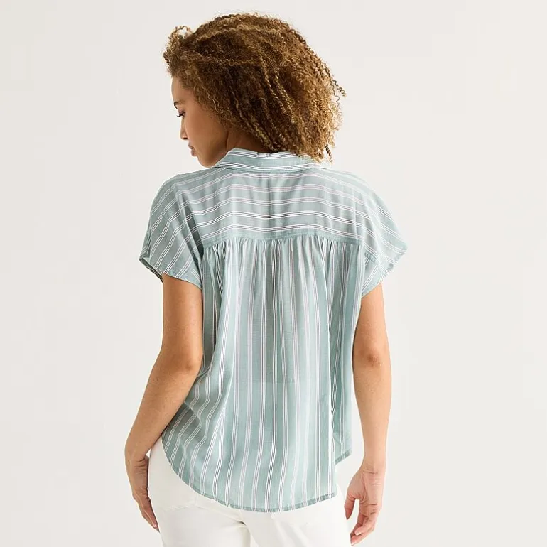 a.n.a Womens Short Sleeve Blouse