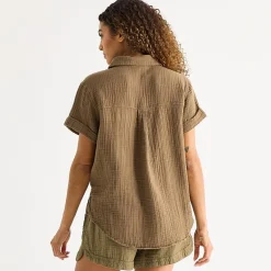 a.n.a Womens Short Sleeve Blouse