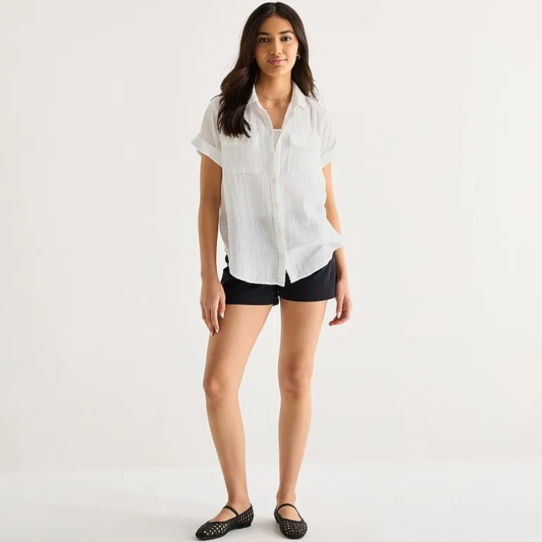 a.n.a Womens Short Sleeve Blouse