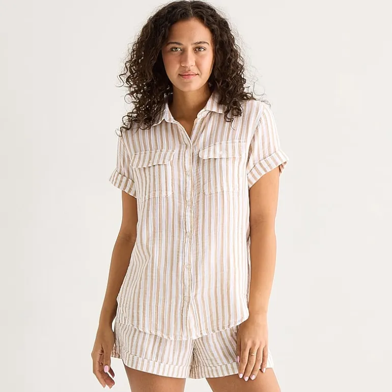 a.n.a Womens Short Sleeve Blouse