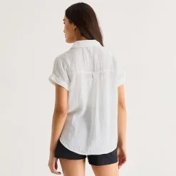 a.n.a Womens Short Sleeve Blouse
