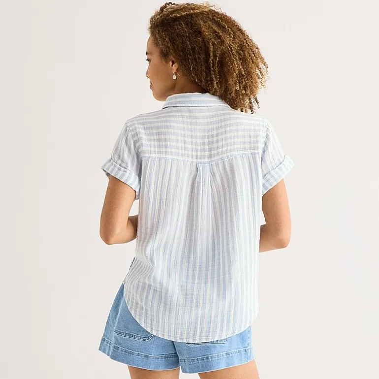 a.n.a Womens Short Sleeve Blouse