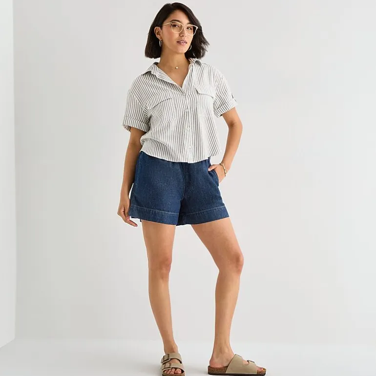 a.n.a Womens Short Sleeve Blouse