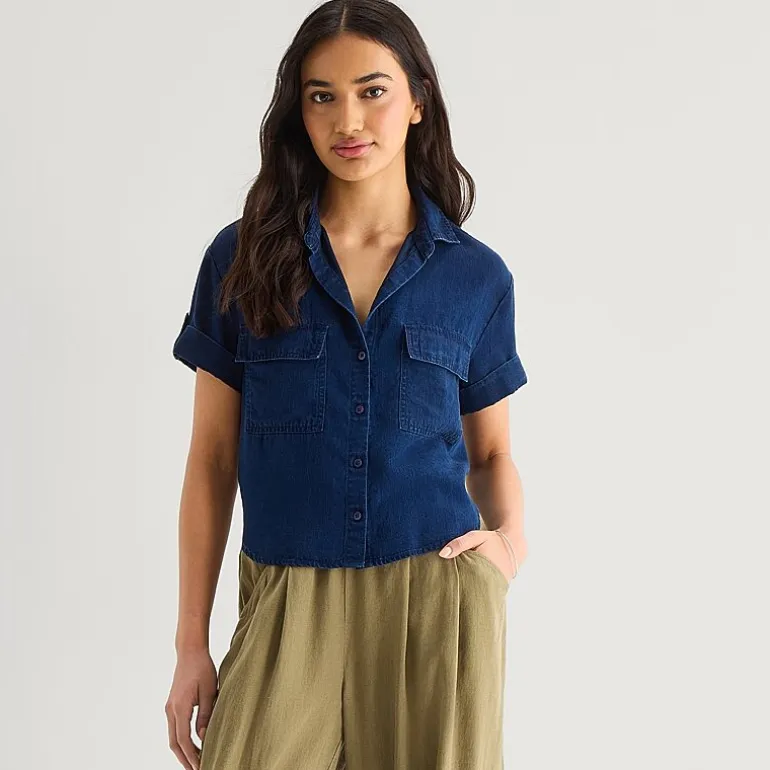 a.n.a Womens Short Sleeve Blouse