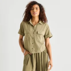 a.n.a Womens Short Sleeve Blouse