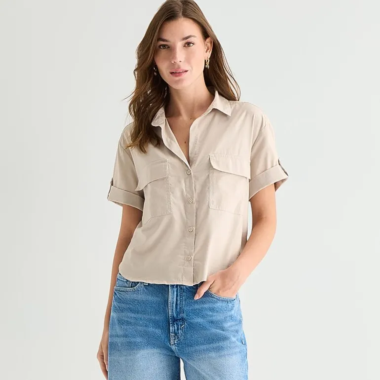 a.n.a Womens Short Sleeve Blouse