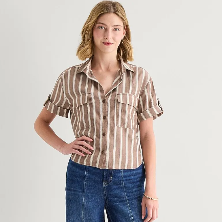a.n.a Womens Short Sleeve Blouse