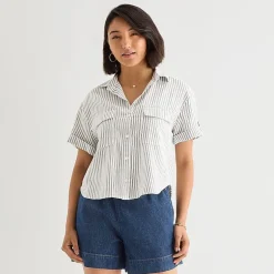 a.n.a Womens Short Sleeve Blouse