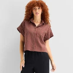 a.n.a Womens Short Sleeve Camp Shirt