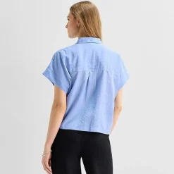 a.n.a Womens Short Sleeve Camp Shirt