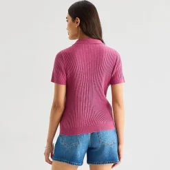 a.n.a Womens Short Sleeve Polo Sweater
