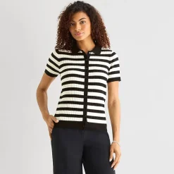 a.n.a Womens Short Sleeve Polo Sweater