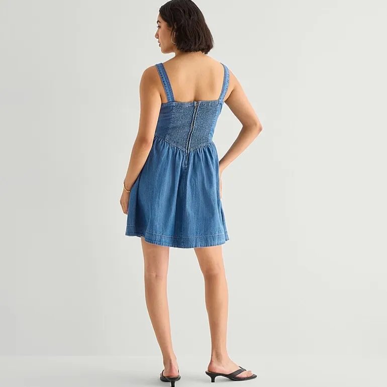 a.n.a Womens Sleeveless Square Neck Drop Waist Dress