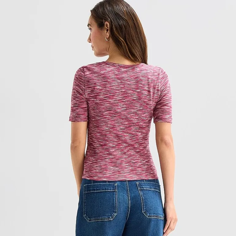 a.n.a Womens Split Tie Neck Short Sleeve T-Shirt