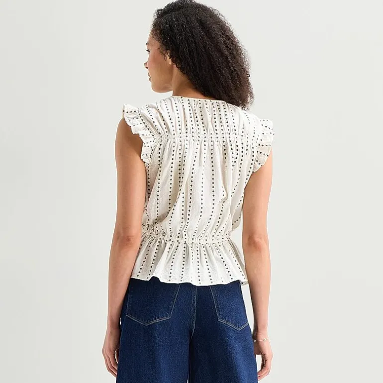 a.n.a Womens Split Tie Neck Sleeveless Peplum Top