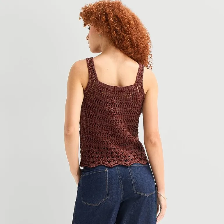 a.n.a Womens Square Neck Sleeveless Striped Pullover Sweater