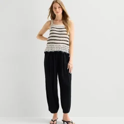 a.n.a Womens Square Neck Sleeveless Striped Pullover Sweater