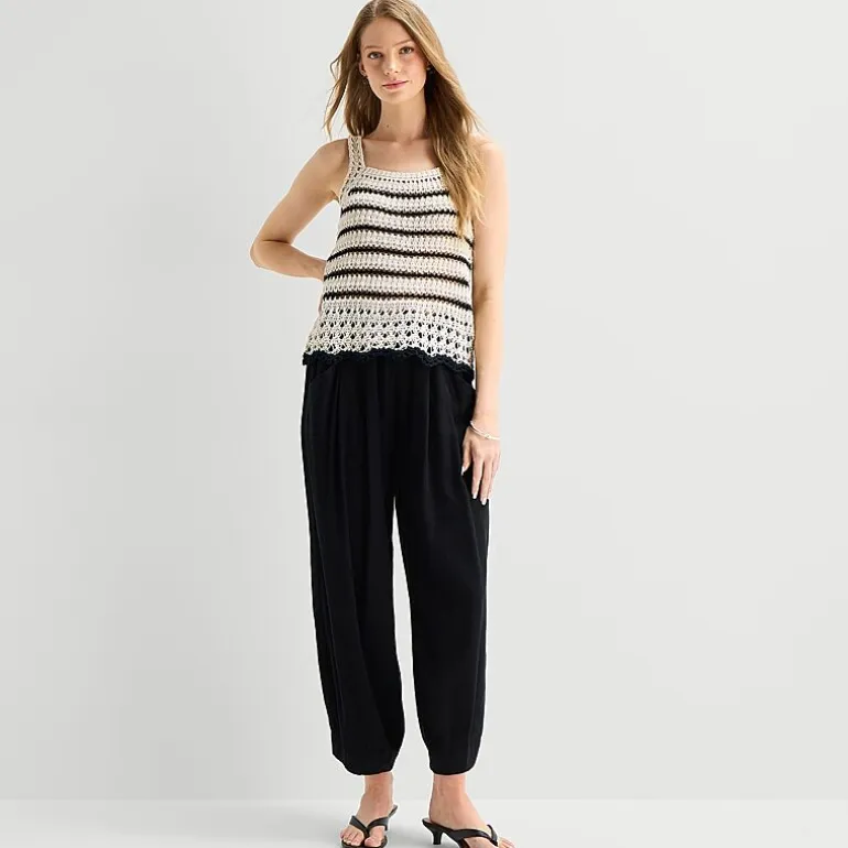 a.n.a Womens Square Neck Sleeveless Striped Pullover Sweater