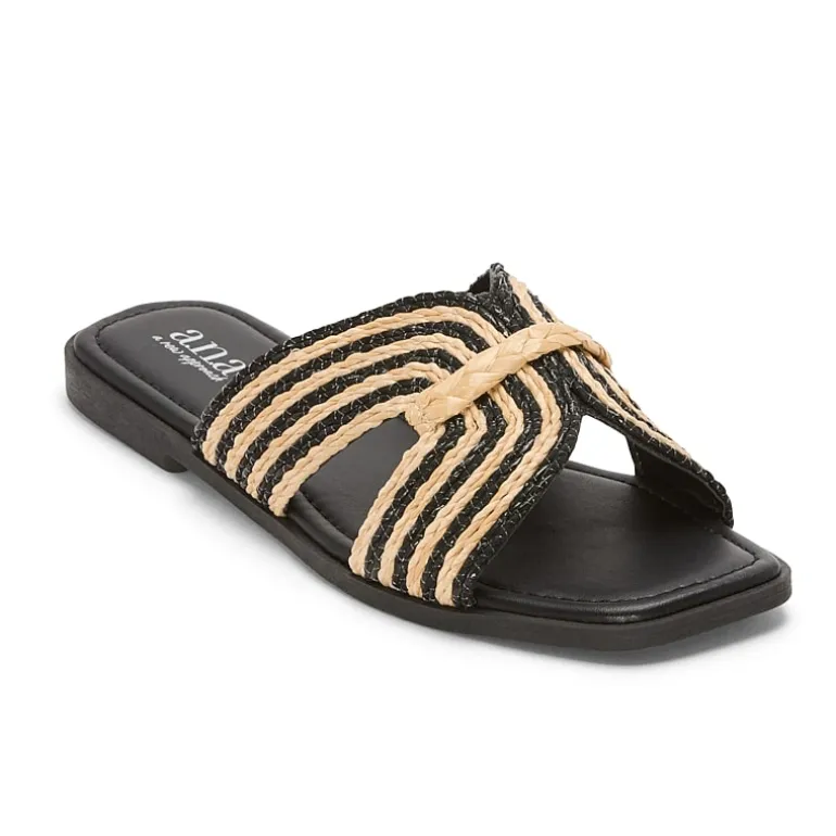 a.n.a Womens Straw Slide Sandals