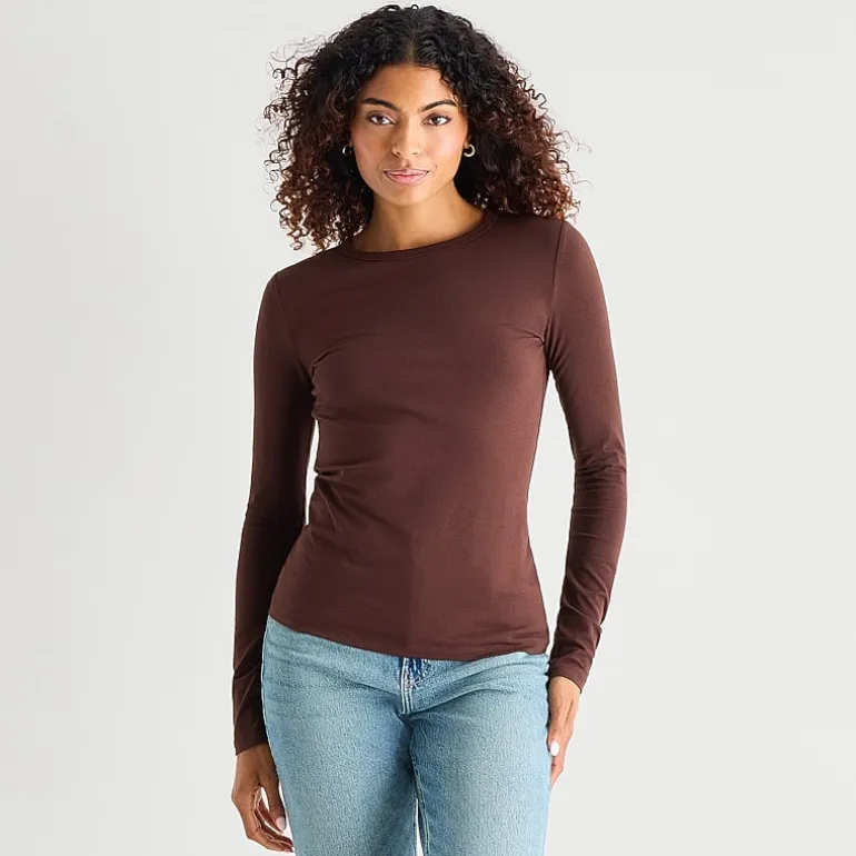 a.n.a Womens Tall Crew Neck Long Sleeve T-Shirt