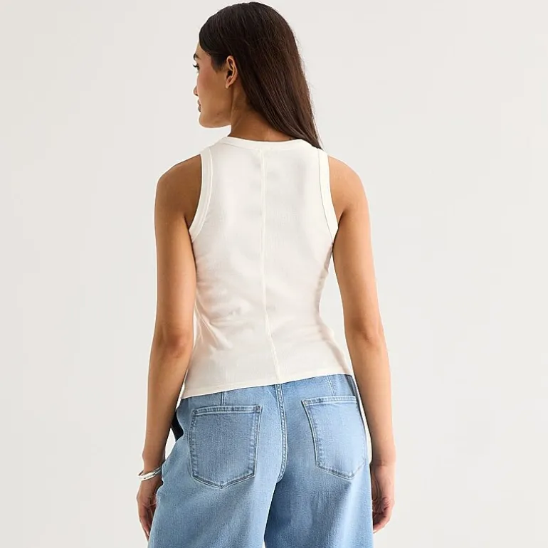 a.n.a Womens Tall Henley Neck Sleeveless Tank Top
