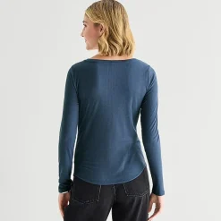 a.n.a Womens Tall Long Sleeve Regular Fit Henley Shirt