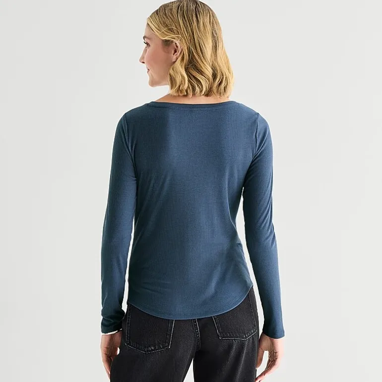 a.n.a Womens Tall Long Sleeve Regular Fit Henley Shirt
