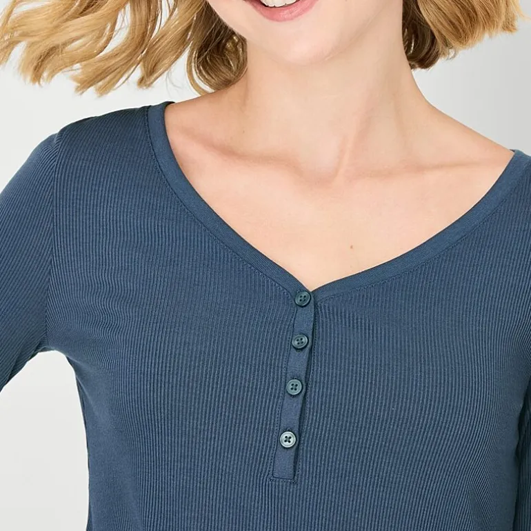 a.n.a Womens Tall Long Sleeve Regular Fit Henley Shirt
