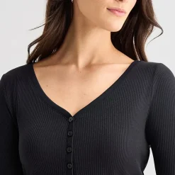 a.n.a Womens Tall Long Sleeve Regular Fit Henley Shirt
